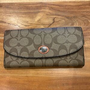 Coach Signature Brown Monogram Wallet